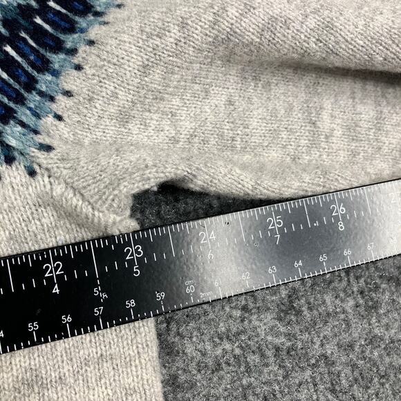 J. Crew Sweater Mens L Gray Blue Lambswool Nordic Fair Isle Knit Warm Casual - Picture 7 of 9